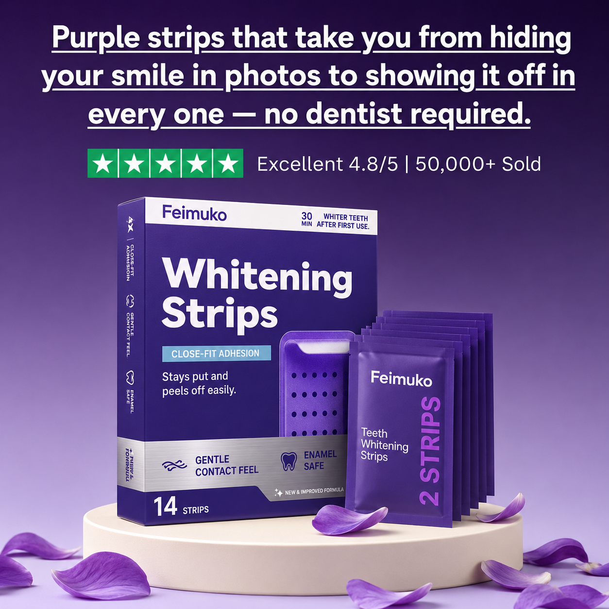 Feimuko Purple Teeth Whitening Strips