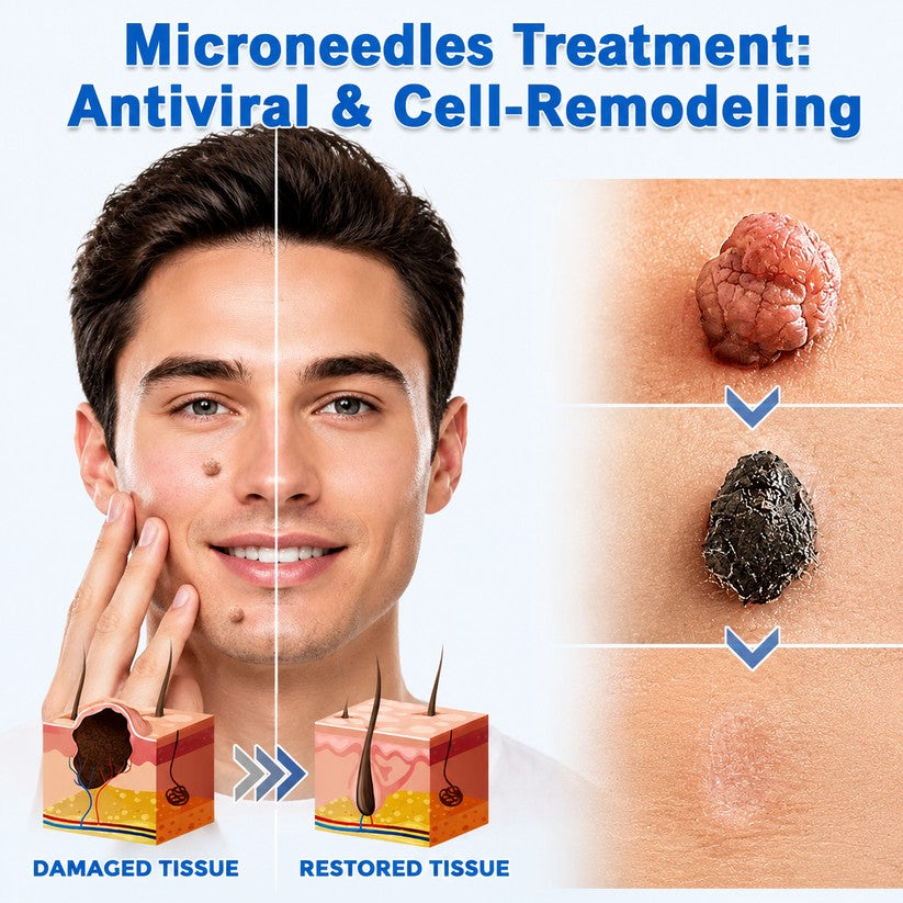 🌟 2-in-1 Microneedle & Hydrocolloid Patch 🌿 Invisible Face & Body Patches for Raised Moles, Acne, Flat Warts & Skin Tags - Helps Improve the Appearance of Wrinkles, Scars & Blemishes