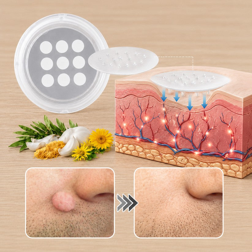 🌟 2-in-1 Microneedle & Hydrocolloid Patch 🌿 Invisible Face & Body Patches for Raised Moles, Acne, Flat Warts & Skin Tags - Helps Improve the Appearance of Wrinkles, Scars & Blemishes